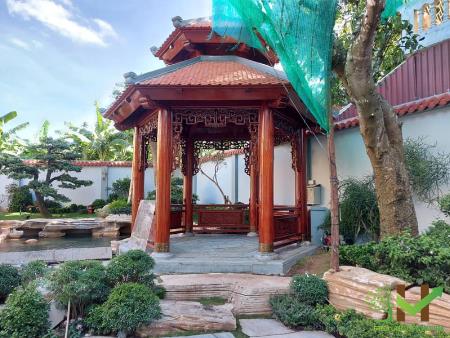 Thi công tường rào, nhà chòi, sàn gỗ nhựa cho sân vườn